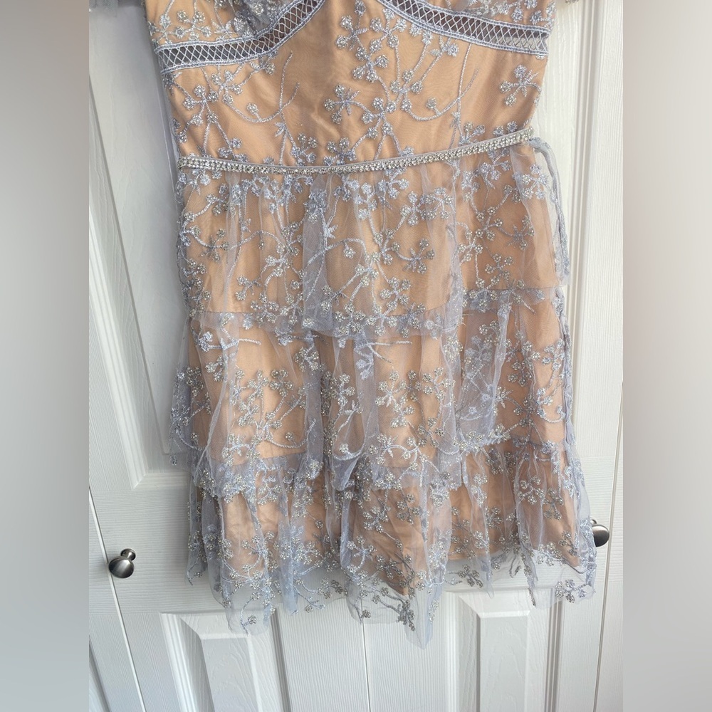 New Self-Portrait Embroidered Blossom Tiered Mini Dress - Picture 6 of 12